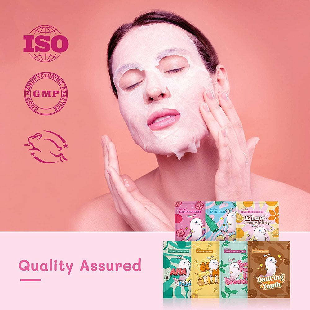 14 Pack Sheet Mask Face Mask Skin Care Beauty Facial Mask Kids Spa Face Mask Birthday Party Gifts Women, Men Kids Girls - Hydrate, Brighten, Moisturize,Soothe for All Skin Type