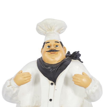 12" X 24" White Polystone Chef Sculpture with 2 Wine Holder Slots, by