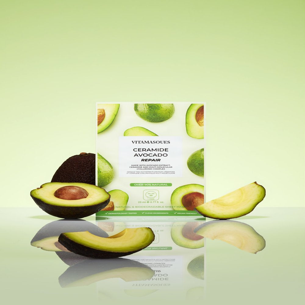 (4 Pack)  Ceramide Avocado Repair Sheet Mask, for All Skin Types, One Sheet Mask