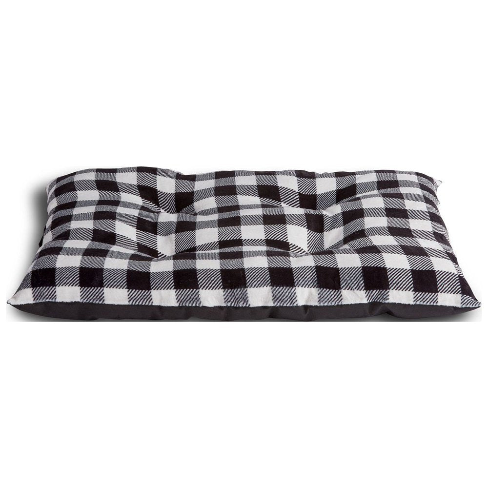 Tufted Pillow Large Dog Bed Gift Set, Red Knit & Black/White Buffalo Plaid