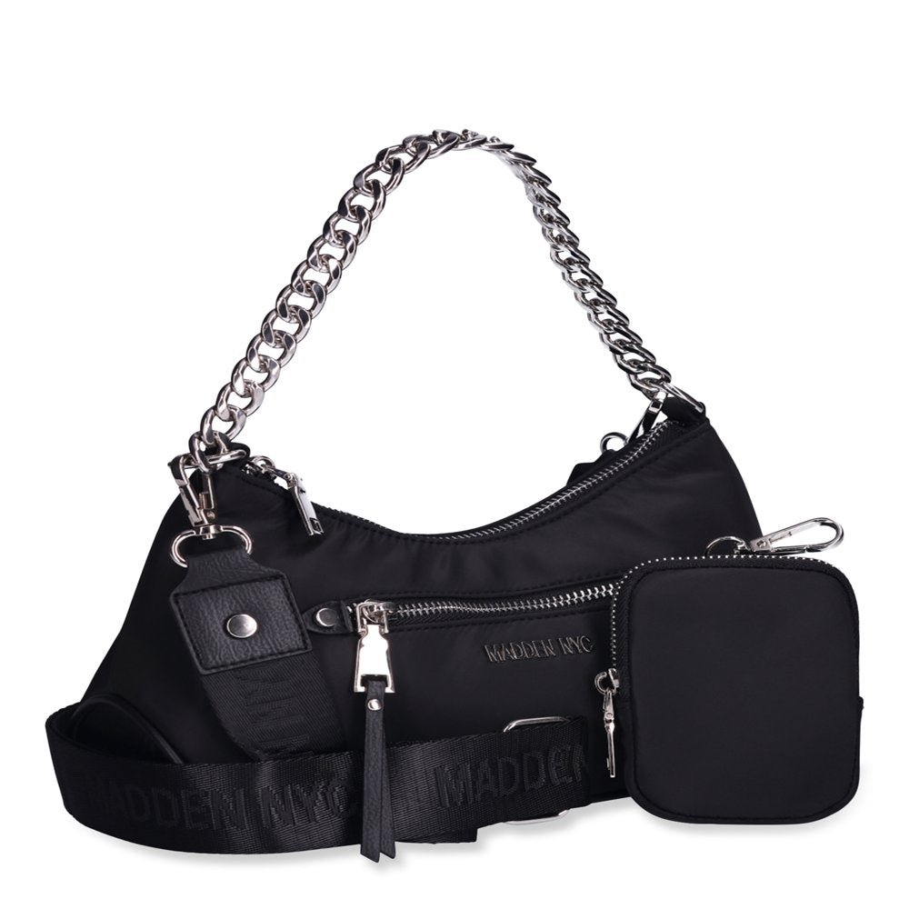 Women'S Chain Crossbody Handbag with Pouch, Black