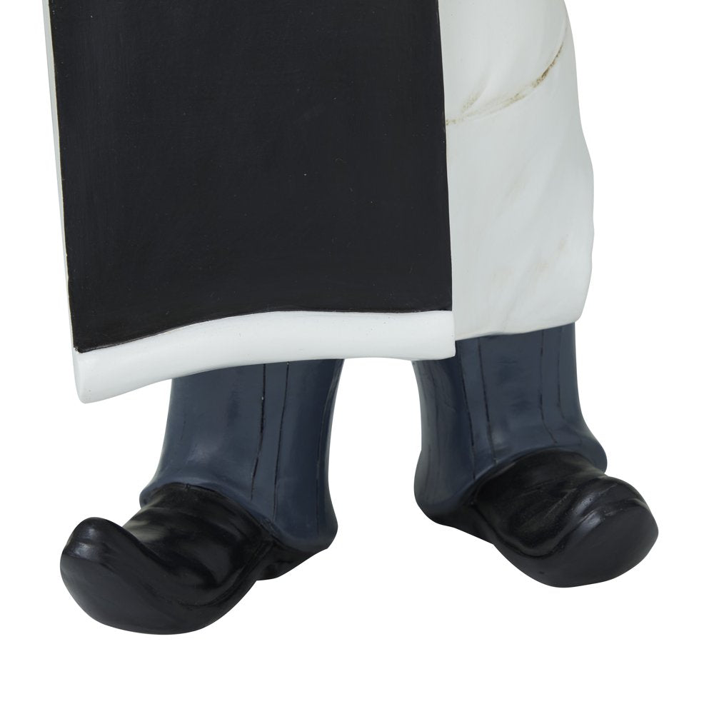 7" X 15" White Polystone Chef Sculpture with Chalkboard, by