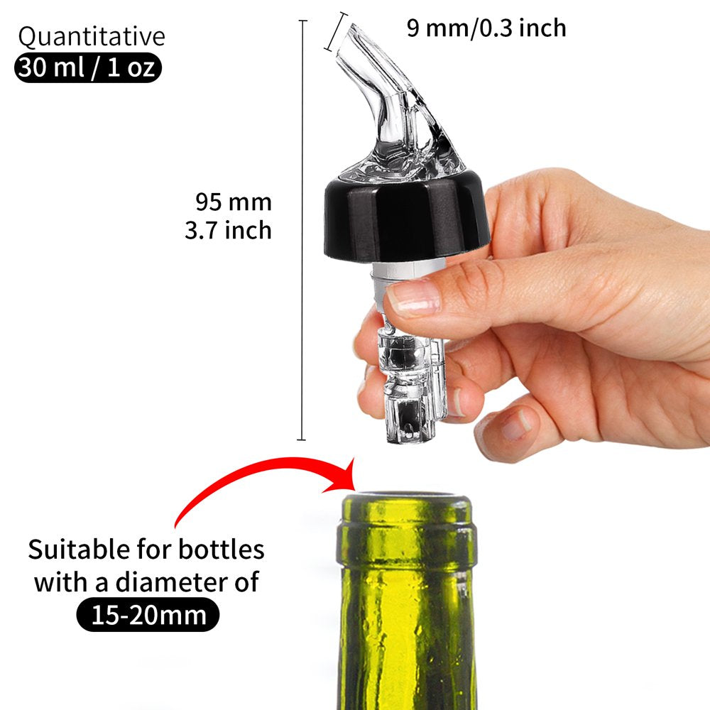 Liquor Bottle Pourers Set of 6 Pourer Pour Spouts 1 Oz Measured Measuring Liquor Pourers Shot Dispenser Bartender Automatic Wine Pourer for Alcohol Tequila Cocktail Whiskey Rum Drink Home Bar