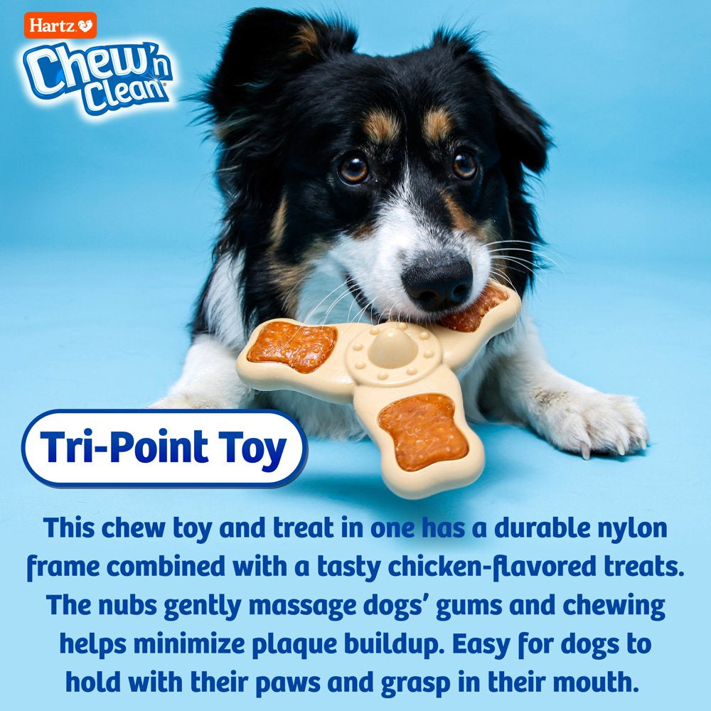 Chew ‘N Clean Tri-Point Chew Toy, Chicken Flavored Dog Toy for Moderate Chewers, Small