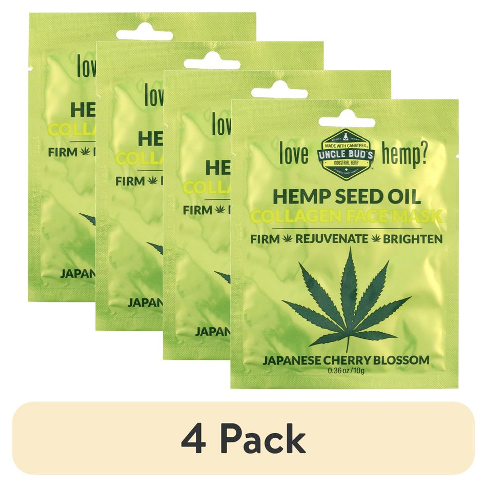 (4 Pack)  Hemp Oil Collagen Face Mask, 0.36 Oz