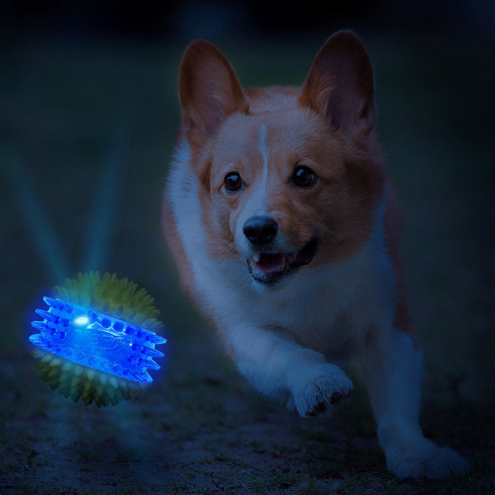 LED Light up Dental Spikes Squeak Ball Dog Toy, 2.7 Inches