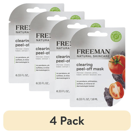 (4 Pack)  Natural Skincare Clearing Charcoal & Tomato Peel-Off Facial Mask