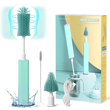 Electric Baby Bottle Brush Cleaner Set - IPX7 Waterproof Bottle Brush and Straw Brush, Silicone Bottle Brush Suitable for New Moms