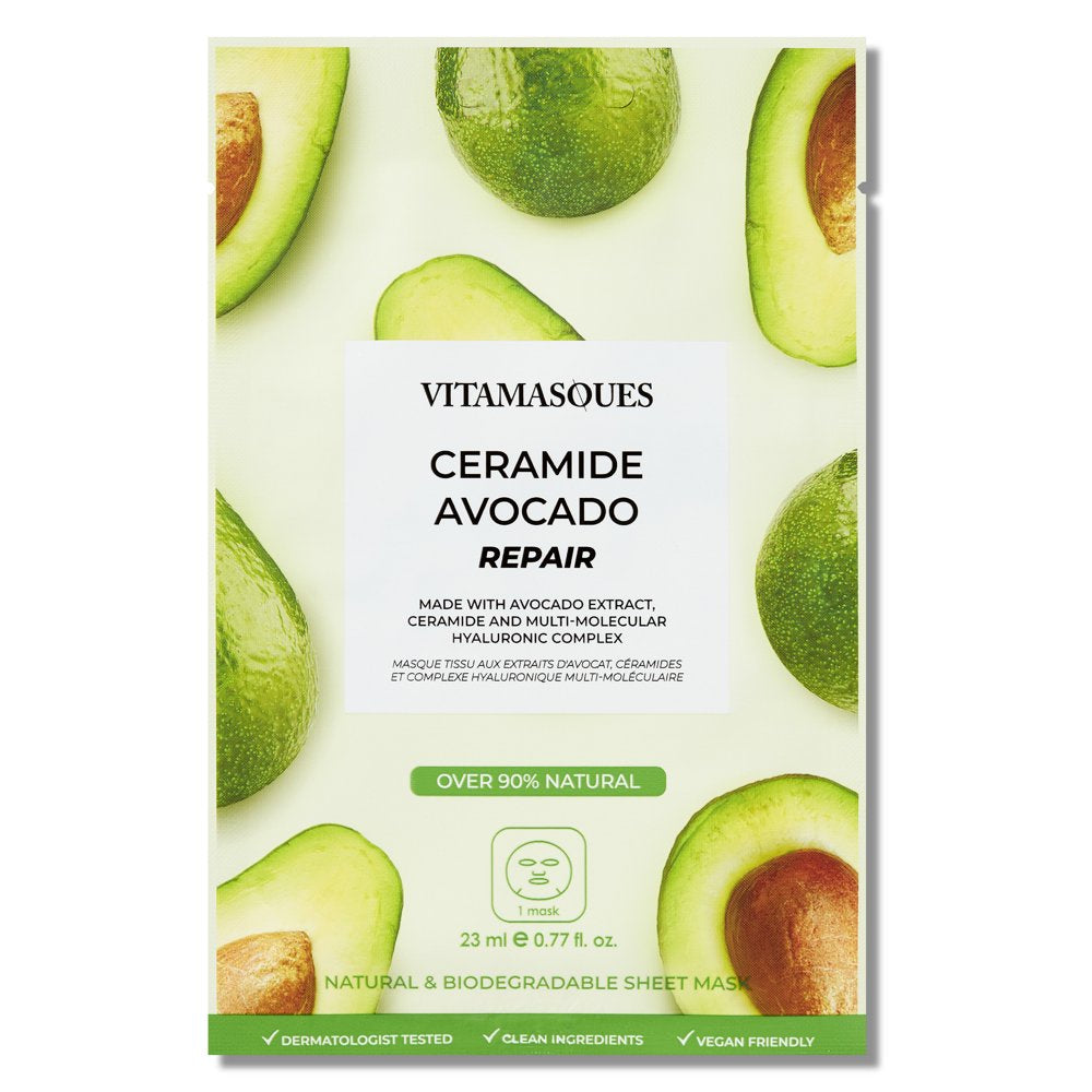 (4 Pack)  Ceramide Avocado Repair Sheet Mask, for All Skin Types, One Sheet Mask