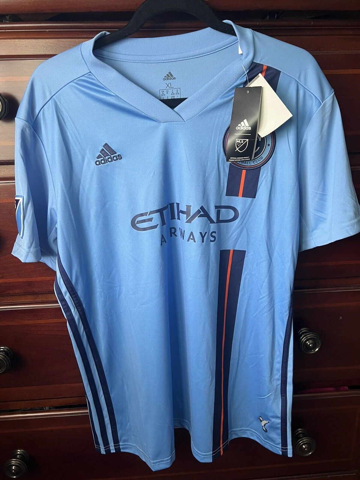 NEW New York City Football Club Soccer Jersey MLS Etihad Airways Women’S XLARGE