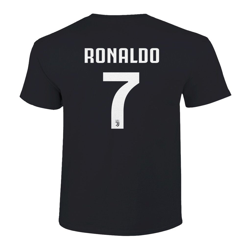 Soccer Shirt #7 Ronaldo CR7 Cristiano Juve Boys Girls Youth T-Shirt (Black, Youth Large)