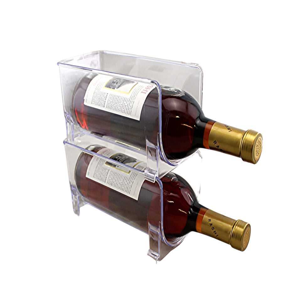 2 Pack Stackable Countertop Horizontal Fridge Freezer Wine Bottle Holder Home Dining Room Kitchen Storage BPA Free Plastic