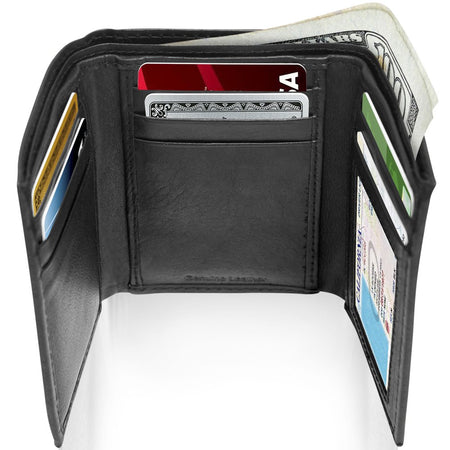 Genuine Leather Trifold Wallets for Men - Mens Trifold Wallet with ID Window Gifts for Men RFID Blocking