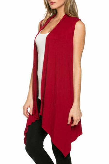 Women Sleeveless Irregular Loose Casual Cardigan Coats Knitting Long Top Vest US