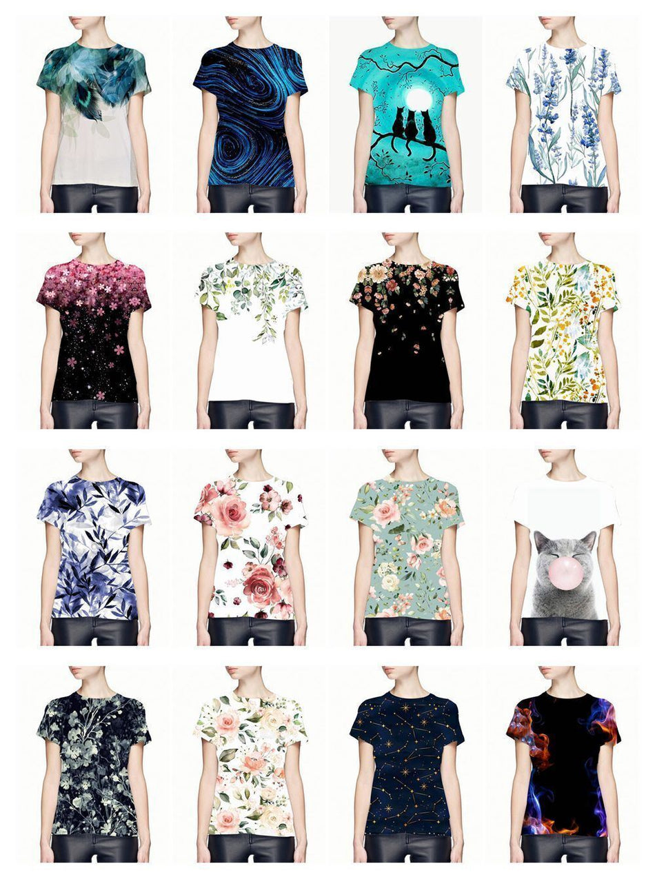 Blouse T Shirt Women'S Floral Flower Graphic Fashion Short Sleeve White Soft Tee