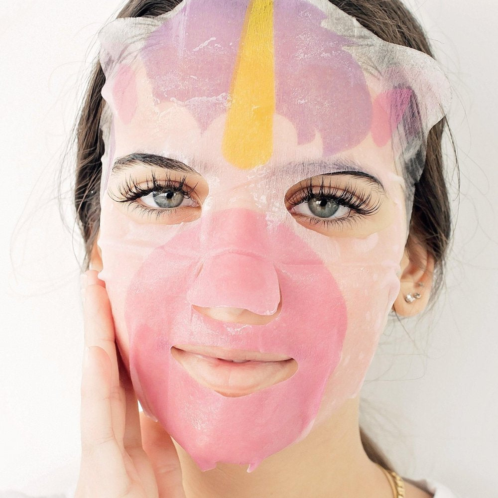 (3 Pack)  Pretty Animalz Unicorn Sheet Mask, Anti-Imperfection, One Sheet Mask, Acne Prone Skin