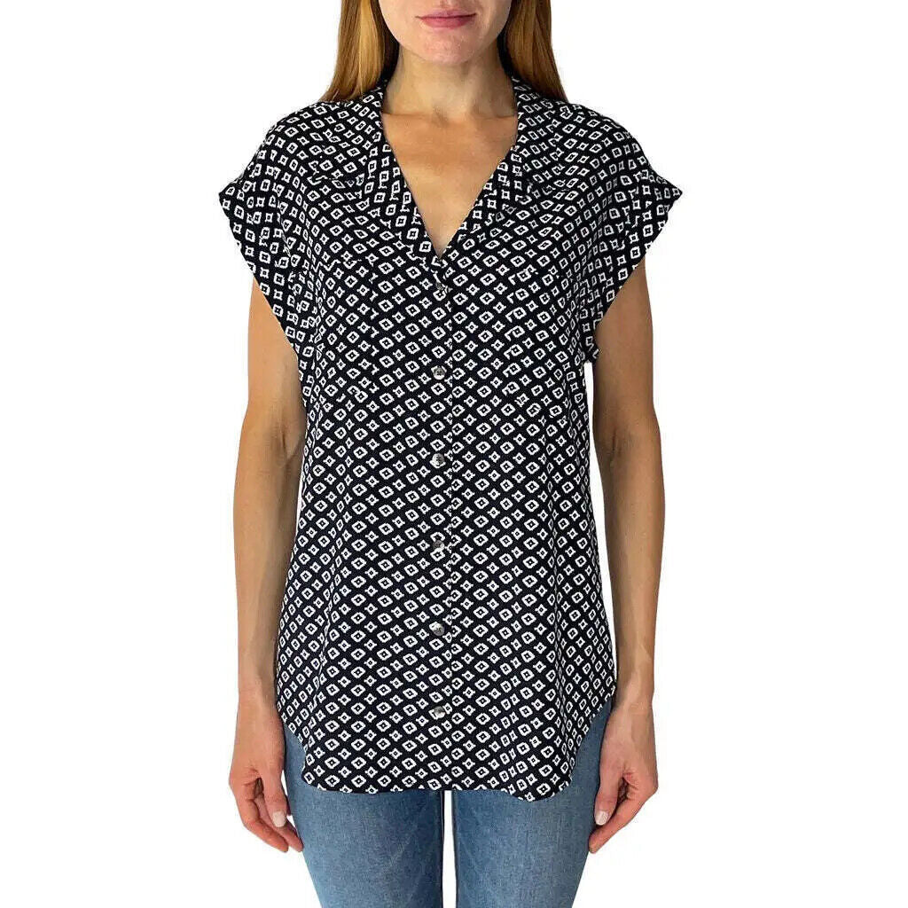 Jachs NY Girlfriend Women’S Printed Short Sleeve Blouse - Colors Sizes - 1577525