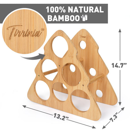 Bamboo Christmas Tree Wine Rack,6 Bottle Wine Rack for Dining Tables, Countertops, Kitchens and Cabinets, DIY Wine Bottle Holder, Wine Holder for Furniture Decoration