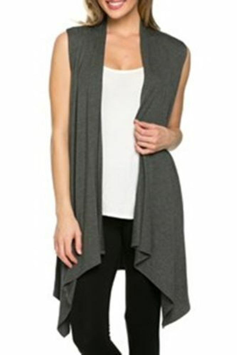 Women Sleeveless Irregular Loose Casual Cardigan Coats Knitting Long Top Vest US