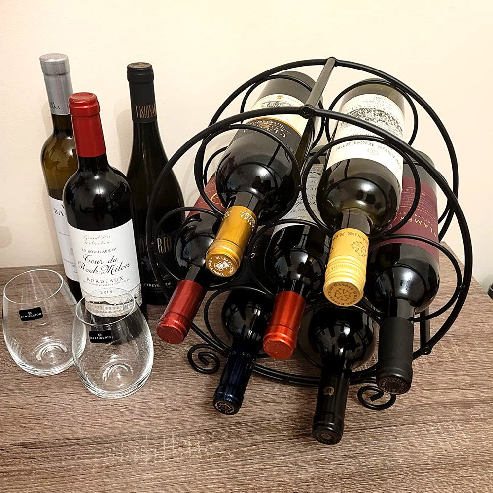 Wine Racks Countertop, Metal Free Standing Wine Storage Holder, Water Bottle Holder Stand-Black