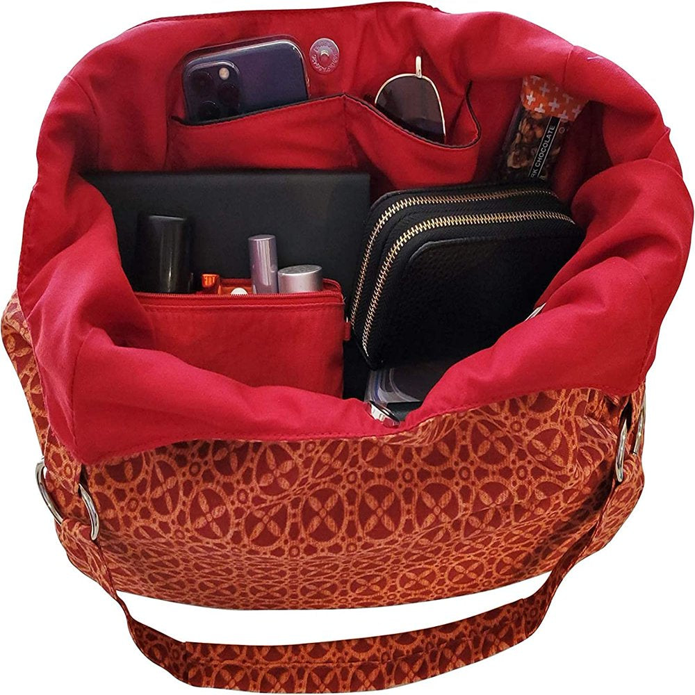 Swankey Persimmon Wine Tote with Hidden Flask Dispenser, 4 Bottle Capacity!