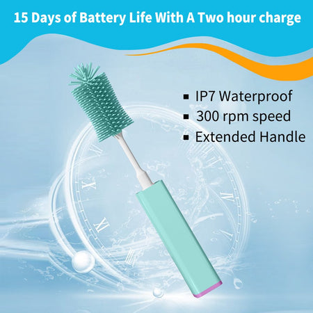 Electric Baby Bottle Brush Set with Rechargeable Electric Bottle Brush Cleaner and Replaceable Silicone Bottle Brushes and Straw Brush Cleaner, Waterproof Multi-Purpose Cleaning Brush