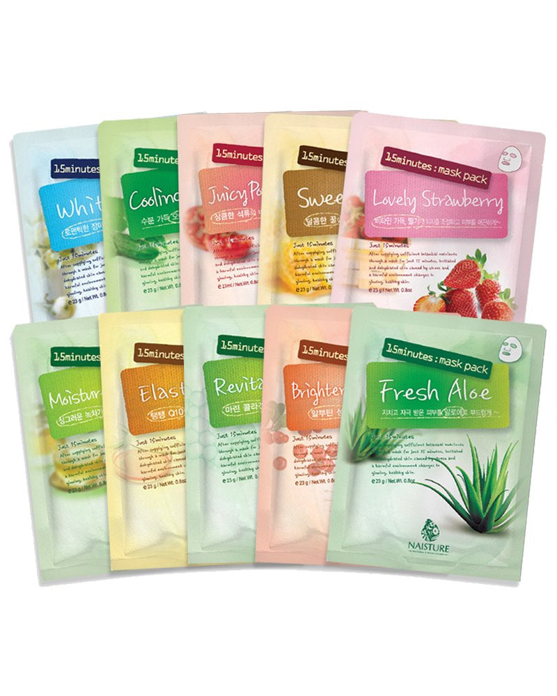 Home Bundle 15 Minutes Mask Assorted Face Sheet Mask Pack 10Pc