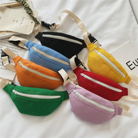 Children'S Mini Waist Bag Canvas Kids Fanny Pack Boys Girls Phone Wallet Chest Bags Baby Belt Bag Waist Packs