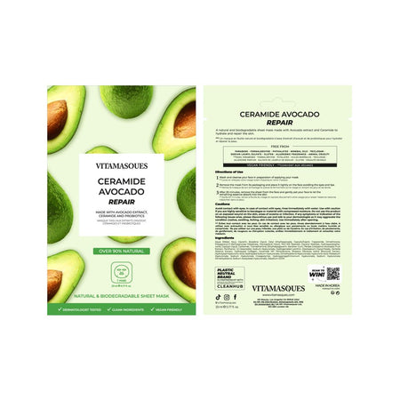 (4 Pack)  Ceramide Avocado Repair Sheet Mask, for All Skin Types, One Sheet Mask