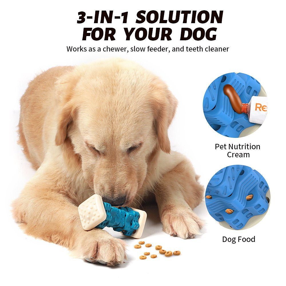 Interactive Dog Chew Toy–Brightly Colored Dog Enrichment Toy for Aggressive Chewers-Blue