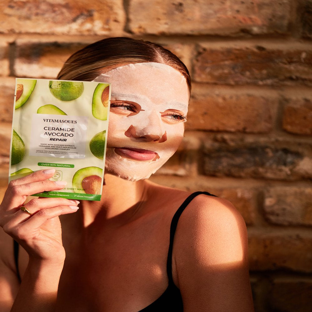 (4 Pack)  Ceramide Avocado Repair Sheet Mask, for All Skin Types, One Sheet Mask