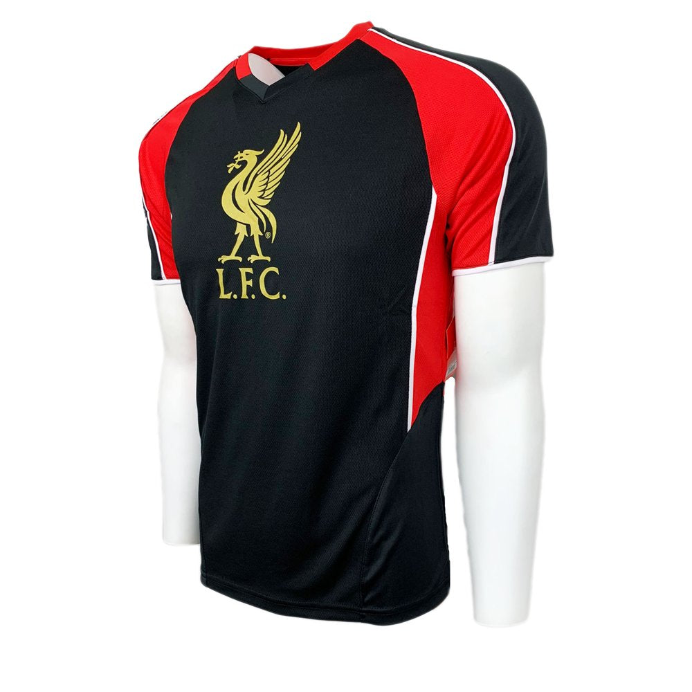 Liverpool Training Jersey for Adults and Kids, Black Licensed Liverpool Soccer Jersey (M)