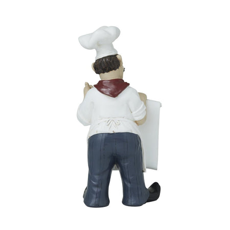 7" X 15" White Polystone Chef Sculpture with Chalkboard, by