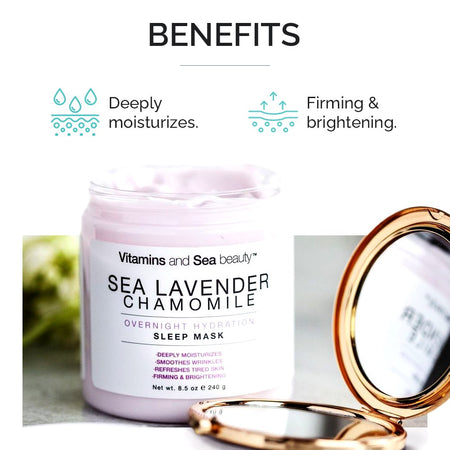 Vitamins and Sea Beauty Overnight Hydration Sea Lavender & Chamomile Sleep Mask, for All Skin Types, 8.5 Oz